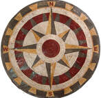 compass rose medallion mosaic with North South East West