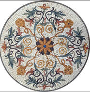 Scrollwork and floral Mosaic medallion