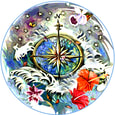 Tropical compass Rose Mosaic medallion