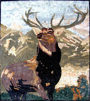 MOOSE, ELK MOSAIC MURAL...How about a custom mosaic created of your pet, dog, cat, horse, bird etc