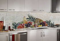 Fruit mosaic kitchen backsplash installation