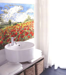 Tuscan poppy field mosaic bathroom installation