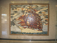 Ship mosaic mural installation