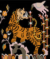 Abstract tiger mosaic mural