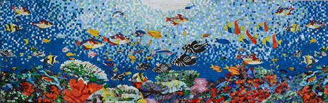 panoramic aquatic mosaic mural
