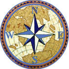 compass rose natural stone mosaic medallion