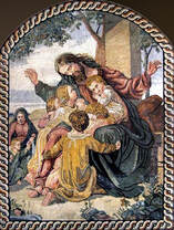 Jesus Preaching Love to Children  Mosaic