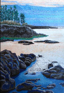   beach island mosaic mural
