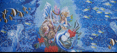Panoramic Mermaid  and fish mosaic- Can be redesigned to be more square