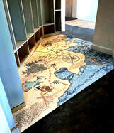 Treasure map mosaic floor mural.. This design to fit your floor or wall or pool or design it any way you want. Colors can be customized