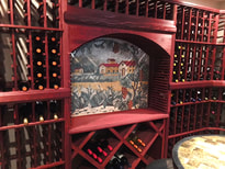 Wine room mosaic installation  Tuscan landscape mosaic