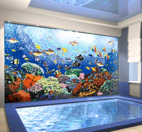 Undersea glass mosaic installation in spa